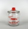 Vintage Tom's Peanut Counter Display Jar with Red Lettering and Red Knob
