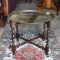 Vintage Barley Twist Frame Tea Tray Table with Chased Brass Tray