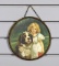 German Print of Young Girl with Saint Bernard Dog