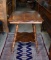 Antique Tiger Oak Scalloped Parlor Lamp Table with Turned Legs