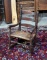 Vintage Child's Ladder Back Rocking Chair with Woven Rush Seat