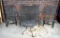 Black Metal Patio Set w/ Oak Leaf & Acorn Motif: Glider Settee, 2 Spring Rockers, Round Coffee Table