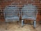 Two Mid-Century Black Barrel Back Patio Chairs with Morning Glory Motif, One Spring Rocker