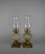 Pair of B&P / Fostoria Oil Lamps with Satin Finish Drape Pattern Fonts, Ca. 1904
