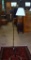 Vintage Black Metal Tripod Electric Floor Lamp with Glass Font and Pleated Cloth Shade