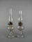 Vintage Pair of Coordinating Clear Glass P&A Eagle Brass Oil Kerosene Lamps