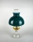 Vintage Clear Fenton Hobnail Glass P&A Oil Kerosene Lamp w/ Green/White Cased Glass Sitter Shade