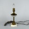 Brass Finished Metal & Glass Electric Lamp with Stone Base, No Shade