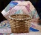 Vintage One Handle Hand-Woven Wooden Splint Gathering Basket