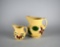 Lot of Two Watt Pottery's Hand-Painted Pitchers: Star Flower & Tear Drop Patterns, USA