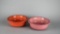 Two Homer Laughlin China Co. Fiesta Coral/Orange & Pink Cereal Bowls