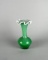 Green Blown Cased Art Glass Vase with Ruffled Rim