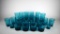 Vintage Set (26) of Coordinating Crinkle / Driftwood Peacock Blue Glass Tumblers in Four Sizes