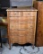 Early 20th C. Oak Six-Drawer Serpentine-Front Chest on Casters