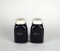 Vintage McKee Black Glass Roman Arch Pattern Kitchen Shakers: Salt & Sugar