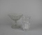 Vintage Etched Flower Clear Glass Compote & Fifth Ave. Crystal “Cherish” Vase
