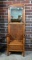 Early 20th C Oak Hall Tree w/ Brass Hooks, Bevel Mirror, Seat Storage, Slotted Arms for Canes, Etc.