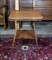 Antique Oak Scalloped Parlor Lamp Table with Turned Legs