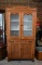 Antique Eastlake Oak Cupboard with Brass Hardware