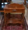 Vintage Mahogany Finish Two-Tier Side Table with Mustache Pull