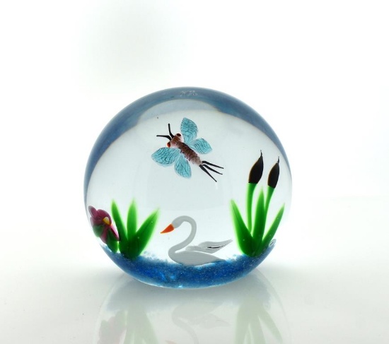William Manson SNR Ltd Edition (No.12/150) Glass Paperweight-Upright Lake Scene, 1999 Scotland