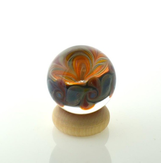 Bryce Majors (?) Art Glass Orb/Marble Etched “BAM” & Dated