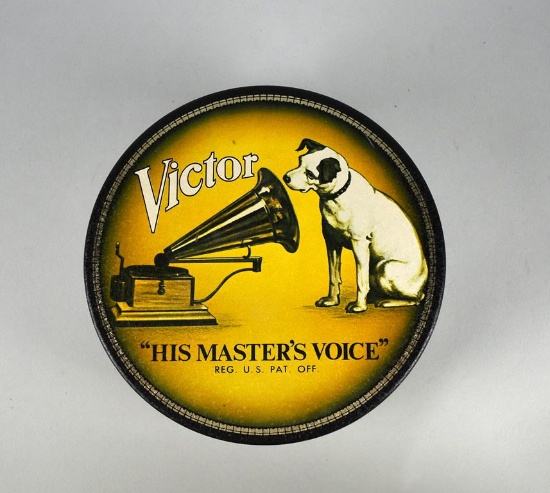 Victor “His Master's Voice” Round Metal Tin with Nipper Logo