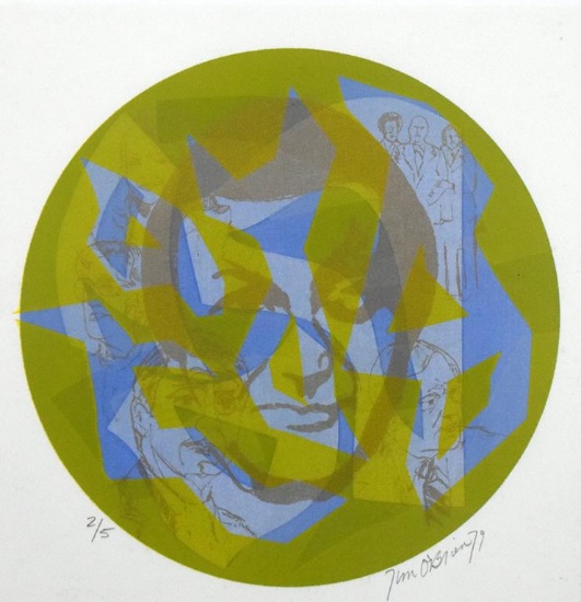 Tim O'Brien (American XX) Signed Artist Proof Print (2/5) Abstract with Portraits, 1979
