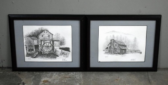 David Garrett (American, XX) Ltd. Ed. Prints: Pigeon Forge Mill (53/750) & Oliver Cabin (54/750)