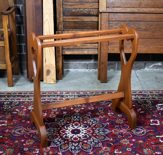 Solid Wood Quilt Rack with Heart Shaped Cut Out on End Pieces