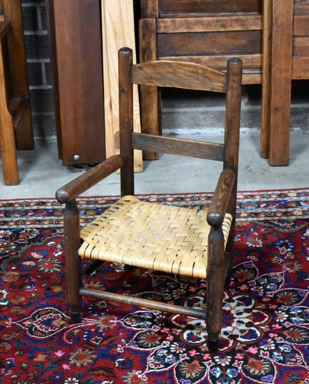 Primitive Child's Ladder Back Chair with Woven Splint Seat