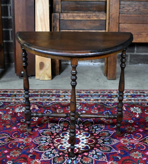 Vintage Walnut Demilune Side Table