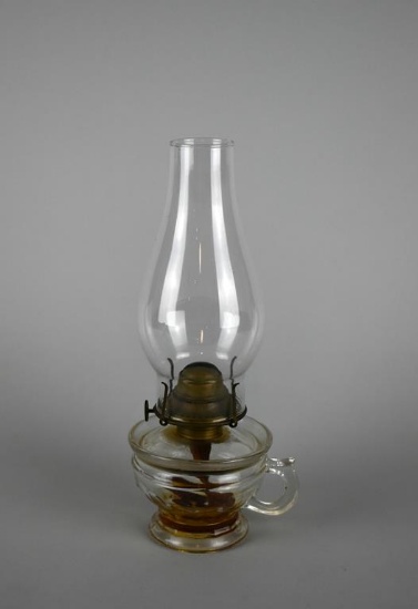 Antique Scovill Manufacturing Co. Finger Loop Oil Lamp, 1870