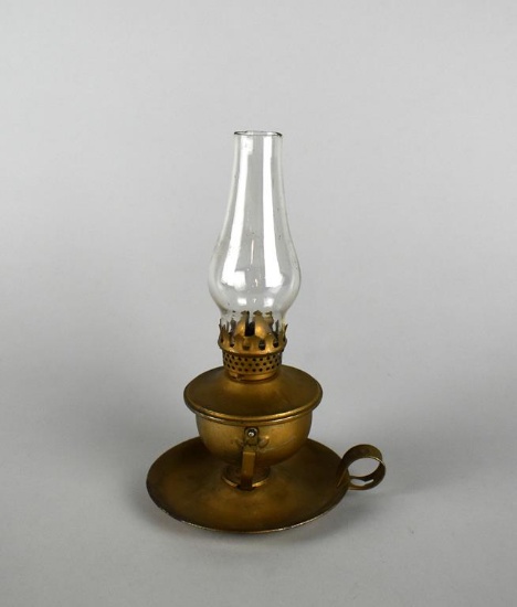 Miniature Brass Finished Metal Convertible Table Top or Hanging Metal Oil Lamp