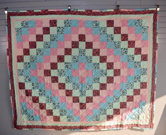 Vintage Signed Mennonite “Trip Around the World” Quilt, Utah 1993
