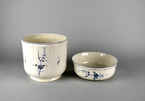 Villeroy & Boch “Vieux Luxembourg” Blue & White Planter & Bowl