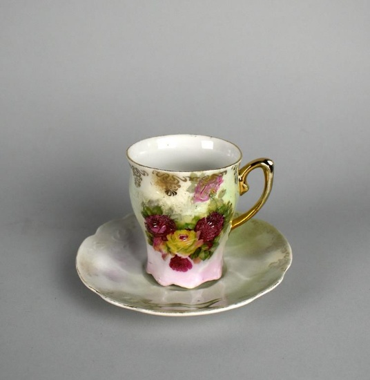 Imperial Lusterware Hand-Painted Porcelain Demitasse Cup & Saucer
