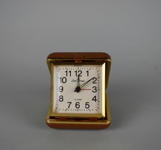 Vintage Seth Thomas Travel Alarm Clock with Folding Case, Brazil