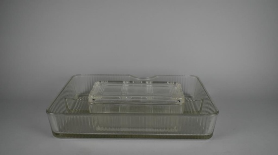 Lot of Two Clear Glass Refrigerator Storage Dishes
