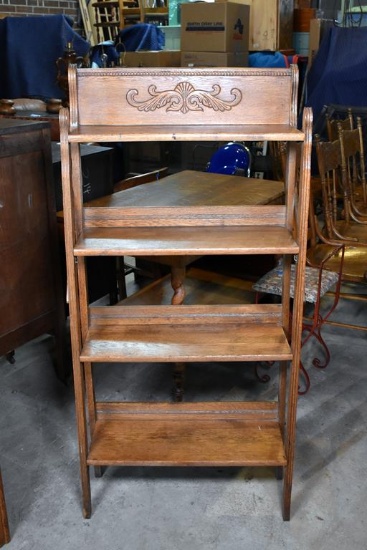 Vintage Folding Oak Four-Shelf Bookcase