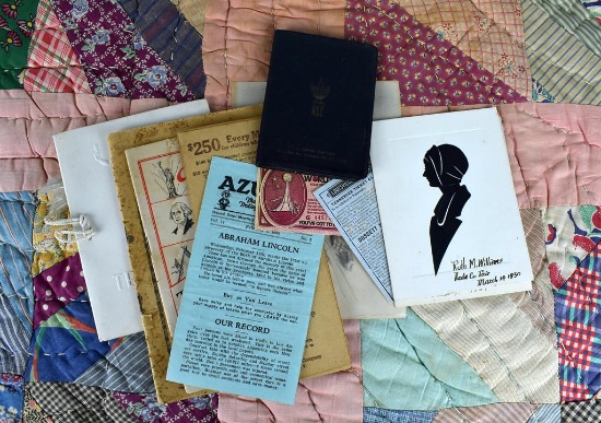 Lot of Americana Ephemera:  Silhouettes, Tickets, Pamphlets, Booklets, & Sketch