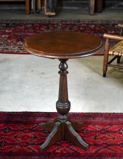 Vintage Small Round Oak Side Table