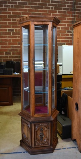 Vintage Mediterranean Style Lighted Curio with Four Shelves