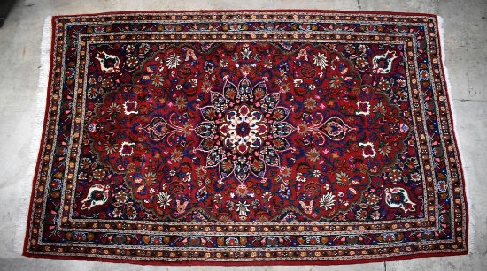 Red Bijar Persian Handknotted Wool 4' 2” x 7' 1” Area Rug