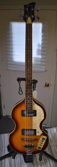 Jay Turser JTB-2B-VS Violin-Shaped Electric Bass Guitar, Classic Sunburst