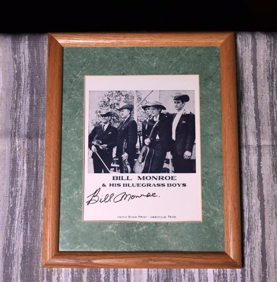 Vintage 1960s Hatch Show Print Signed by Bill Monroe, “Bill Monroe and His Bluegrass Boys”