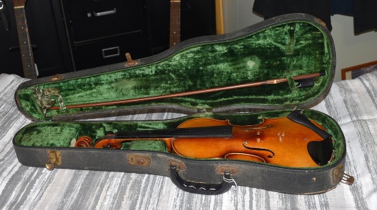 Vintage Carl Meisel Stradivarius Copy Student ¾ Size Violin, Made in Germany w/ Bow & Hard Case