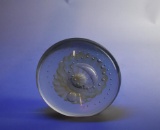 Robert Eickholt Art Glass Paperweight “Moon Jelly” Etched “Eickholt 1990”, Ohio