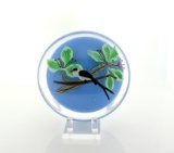 Grant Randolph Glass Paperweight-Complex Layers with Applied Bird Etched “1993 A1961”, Calif.