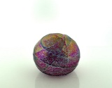 Ornamental Blown Glass Iridescent Spatter & Threaded Design Paperweight Etched “OBG”, Oregon